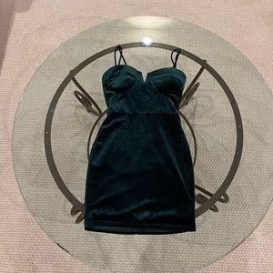 Lulus Green Velvet Mini Dress